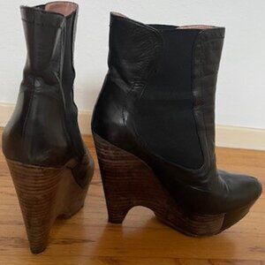 Pura Lopez Wedge Black Ankle Boots